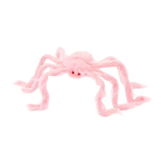 1Pc Halloween Pink Spider Decorations, 11.8'' Realistic Soft Hairy Scary Araneid Set Fake Large Spider Props for Halloween Window Wall and Yard Outdoor Decor