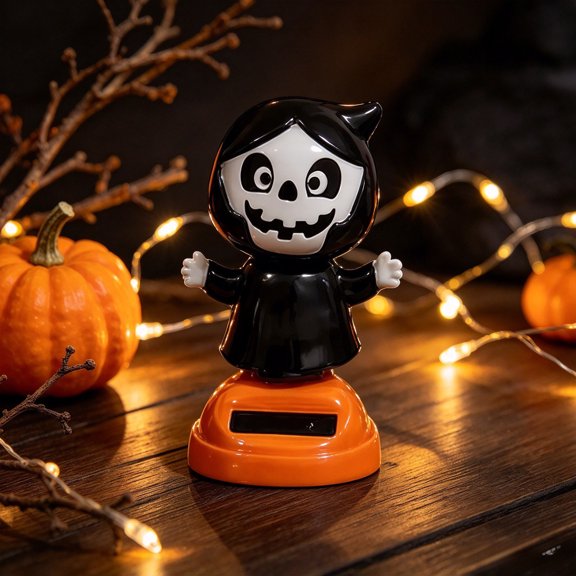 1Pc Halloween Solar Dancing Ghost Figurine, Swing Ghost Bobblehead Dashboard Decor, Solar Powered Waving Ornament for Car Interior, Desk And Halloween Tabletop Display
