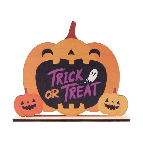 1Pc Halloween Table Centerpiece Decorations, Pumpkin Ghost Wood Centerpiece, Happy Halloween Boo Spooky Wooden Signs Table Decor for Living Room Office Kitchen Party Decor - 5.5X6.5''