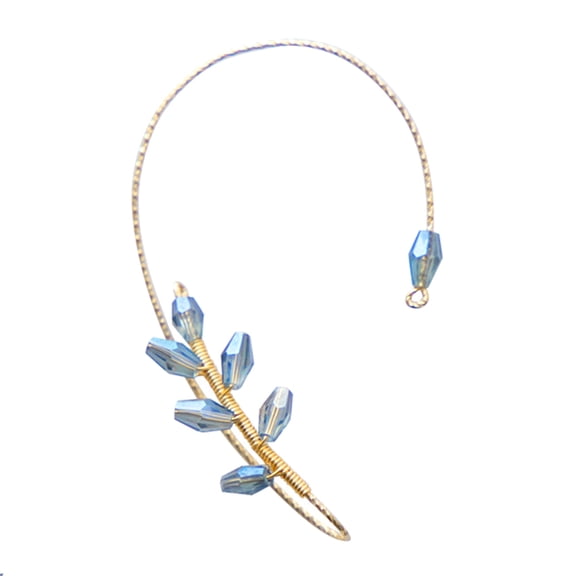 1Pc Handcrafted Beaded Crystal Ear Cuff - Unique Gold-Plated Ear Clip for Women, Non-Piercing Design