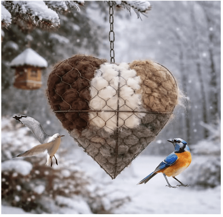 1Pc Handmade Fiber Bird Nesting Heart, Alpaca Fiber Bird Material House ...