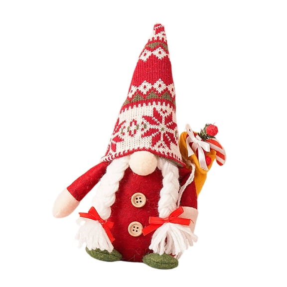 1Pc Handmade Plush Christmas Gnomes with Gift,Elves Scandinavian Tomte Gnomes Figurines Doll for Christmas Decorations