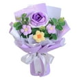 thumbnail image 1 of 1Pc Handmade Woven Flower Bouquet,Crochet Flower Bouquet Already Made Knitted Flowers,Valentine's Day Gift Ornament,Knitted Eternal Flower Arrangement Home & Wedding Decor,Purple,8.3x10.6", 1 of 9