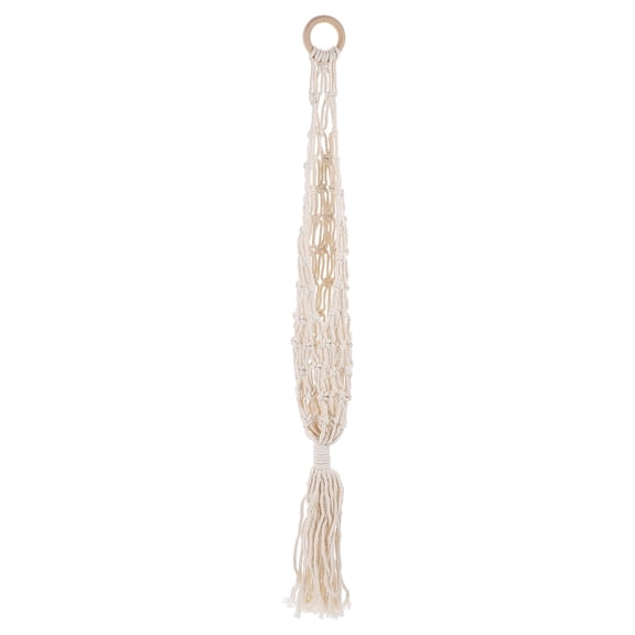 LABSERRON 1Pack Kitchen Fruit Organizer Hanging Basket Beige Cotton Rope Woven Storage Indoor
