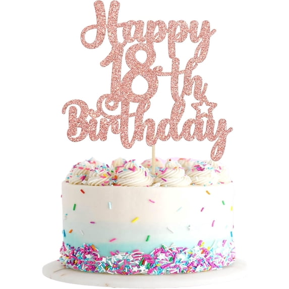 1Pc Happy 18th Birthday Cake Topper Glitter 18 & Fabulous Cheers to 18 ...