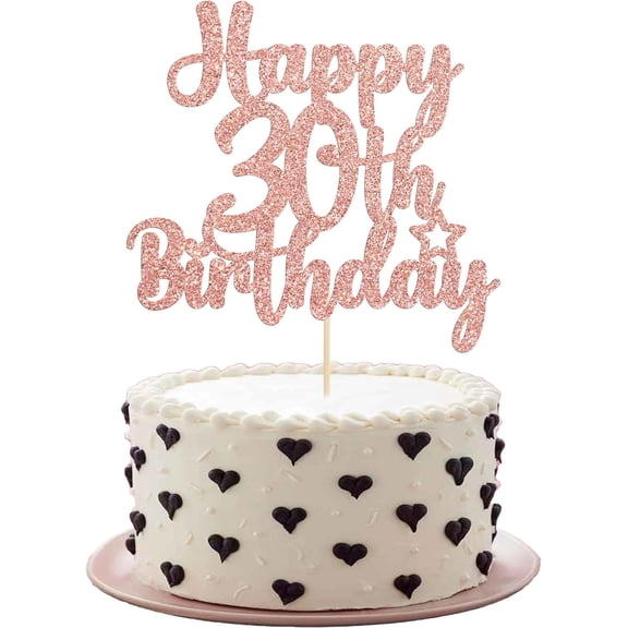 1Pc Happy 30th Birthday Cake Topper Glitter 30 & Fabulous 30th Birthday Cake Pick for Celebrating 30th Birthday Anniversary Party Cake Decorations Supplies