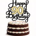 thumbnail image 1 of 1Pc Happy 90th Birthday Cake Topper Black Gold Glitter Cheers to 90 Years Birthday Cake Pick 90 Fabulous Cake Decoration for Happy 90th Birthday Anniversary Party Cake Decorations Supplies, 1 of 7