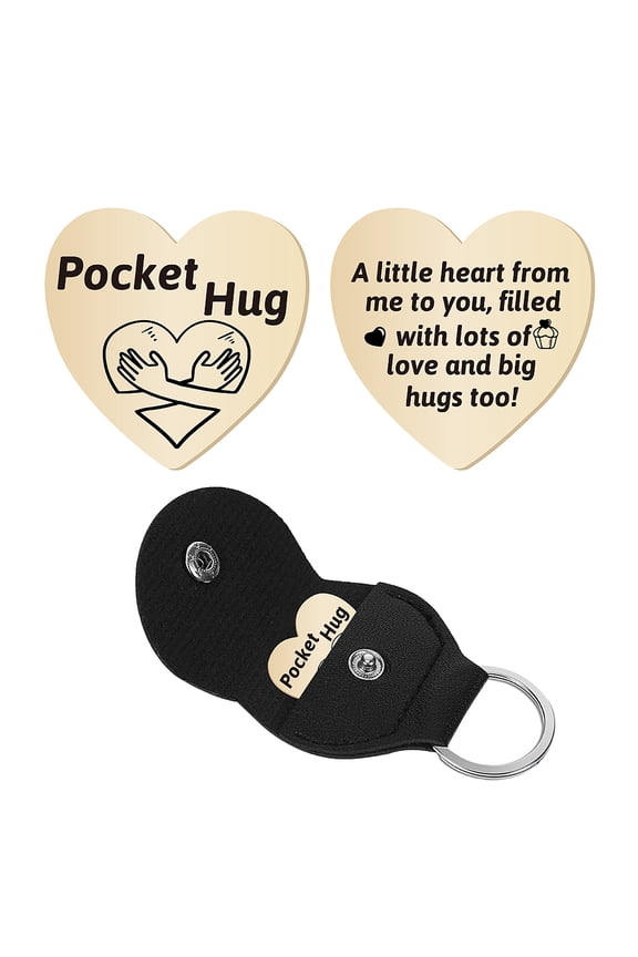 1Pc Heart Shape 201 Stainless Steel Commemorative Decision Maker Coin Pocket Hug Coin with 1Pc PU Leather Storage Pouch Hand Heart Heart: 26x26x2mm Clip: 105x47x1.3mm