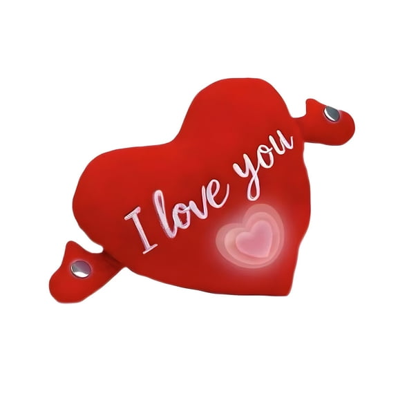 1Pc Heart Shape Valentines Plush, 11" Love Heart Stuffed Plush Pillow Toy with Word Iloveyou and Hands with Patches for Girlfriend Wife Mother, Wedding Decorations