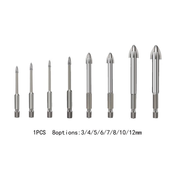 1Pc Hex Shank Cross Tip Drill Bit Cemented Carbide Triangle Drill Bit For Tile Glass Cement Metal Ceramic Wood Plastic Drilling 6Mm Smile Home