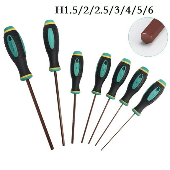 1Pc Hexagon Screwdriver H1.5-H6 Hex Head Hex Shank Magnetic Tip Hex Screwdriver Nonslip Handle Grip Screw Driver Repair Tools 100Mm×H 2.5 Fangkenuo