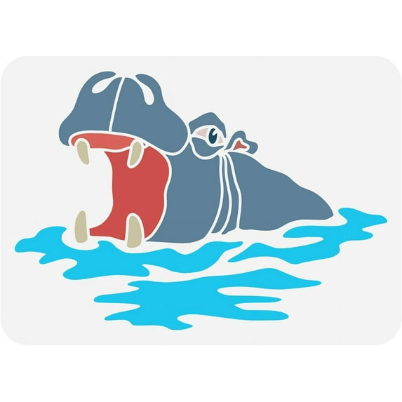 1Pc Hippo Reusable Drawing Stencil Template 8.3x11.7inch for Painting on Wall Wood Furniture