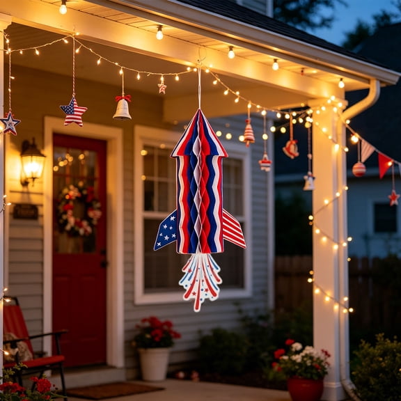 1Pc Honeycomb Rocket Decoration 4Th Of July Rocket Honeycomb For Entryway,Plastic (A)