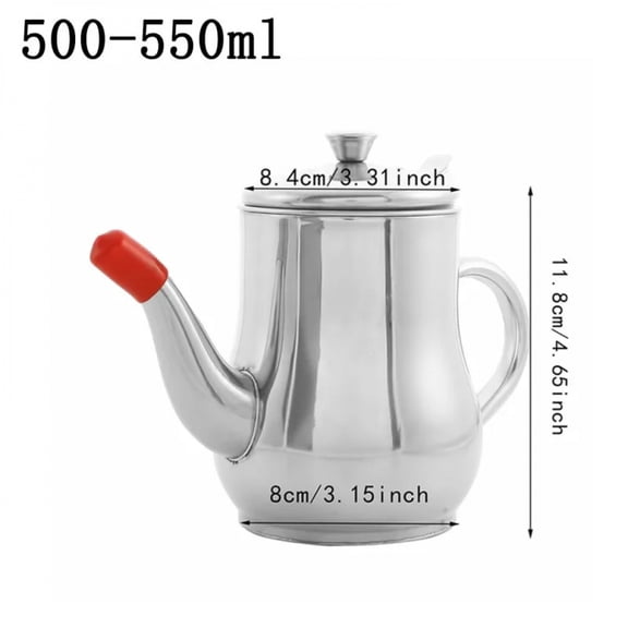 1Pc Household Stainless Steel Oil Pot with Filter 800ml 1000ml 1500ml Stainless Steel Cooking Kettle Portable Pot 300 400 550ml