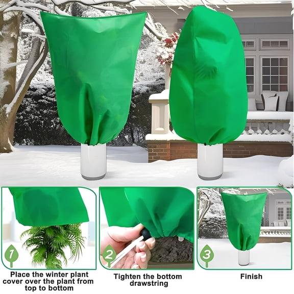 1Pc Huge Plant Covers Freeze Protection Frost Cloth for Outdoor Plants,Plant Winter Frost Blankets Frost Cloth For Outdoor Winter Frost Cold Weather,Reusable Warm Blanket Jacket for Plants,Green