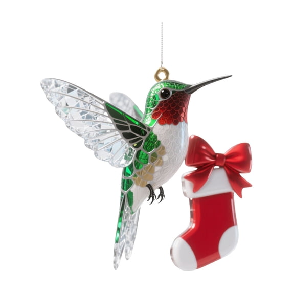1Pc Hummingbird Ornament Hummingbird Christmas Ornament Acrylic For Christmas Tree Mantel Pink