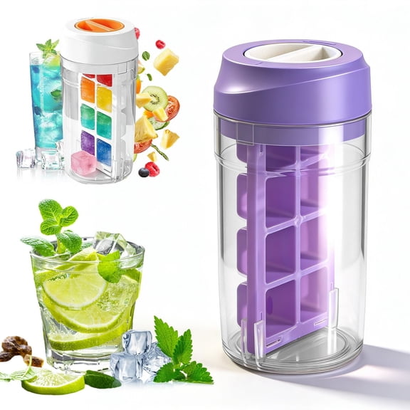 1Pc Ice Cube Mold Ice Cube Tray Plastic For Freezer Kitchen Purple