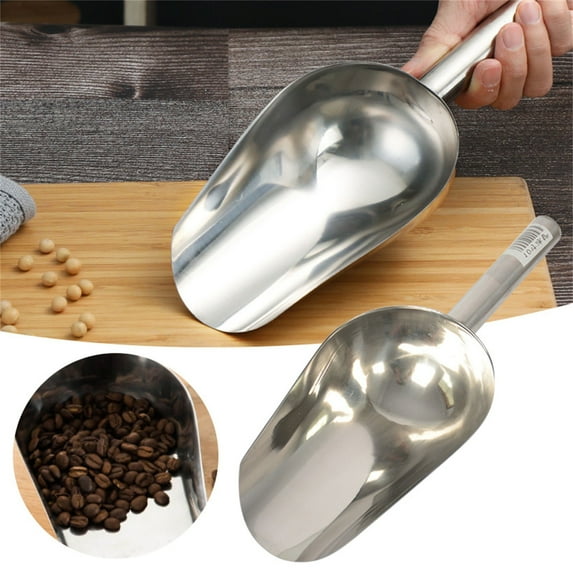 1Pc Ice Scoop for Freezer,Silver Stainless Multipurpose Metal for Ice Machine,Kitchen Gadgets Cookie Flour Pet Dog Food Scoop,9.8Inch Length,Measuring Scoop for Ice Cubes Coffee Bean Protein Powder