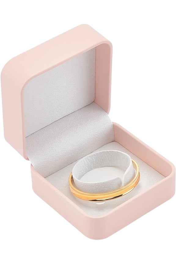 1Pc Imitation Leather Bangle Package Boxes Square Coral 9.6x9.6x6cm