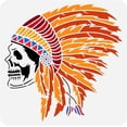 thumbnail image 1 of 1Pc Indian Chief Skull Painting Reusable Stencil Template 11.8x11.8inch for Painting on Wall Wood Furniture, 1 of 9
