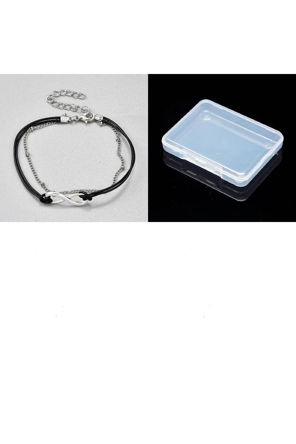 1Pc Infinity Anklet Beach Alloy Curb Chain Waxed Cord 2-Strand Infinity Charm Anklets Adjustable Foot Chain