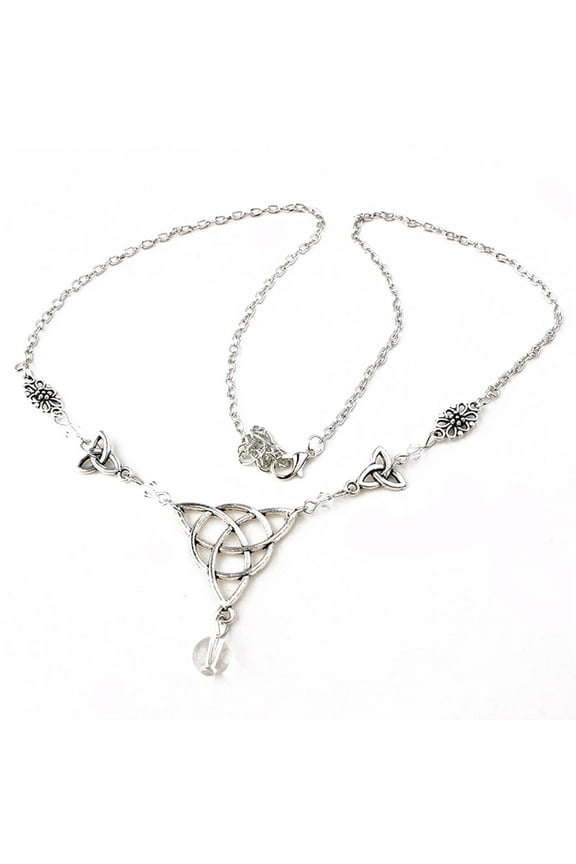 1Pc Irish Trinity Knot Glass Bead Head Chain Alloy Headbands Hair Accessories for Women Clear 500mm Clear 1Set