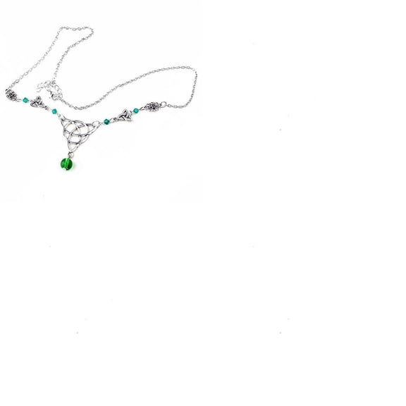 1Pc Irish Trinity Knot & Glass Bead Head Chain Alloy Headbands Hair Accessories for Women and Girls Green 500~550mm