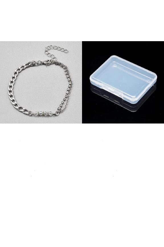 1Pc Iron Rhinestone Curb Chain 2-Strand Anklets Platinum 8-1/8 inch(205mm)