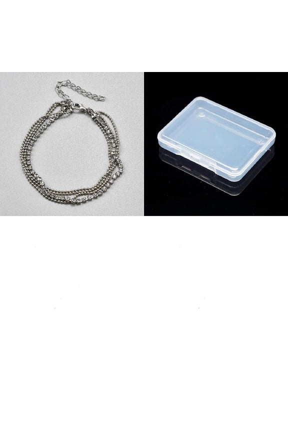 1Pc Iron Rhinestone Multi-Strand Ball Chain Anklets Platinum 8 inch(203mm) DIY