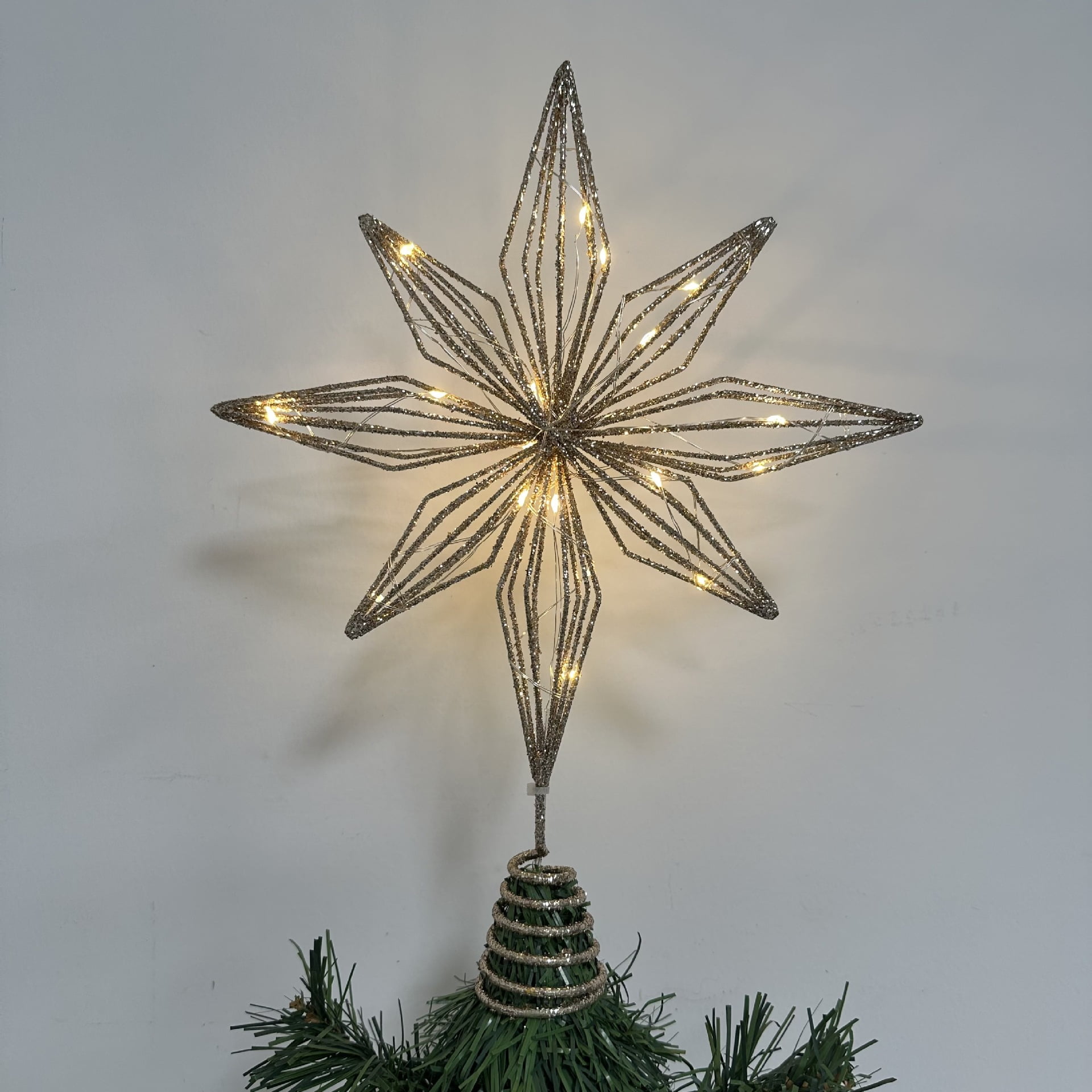 1Pc Iron Xmas Ornament Led Star Light, Warm White Lights Hanging Decor ...
