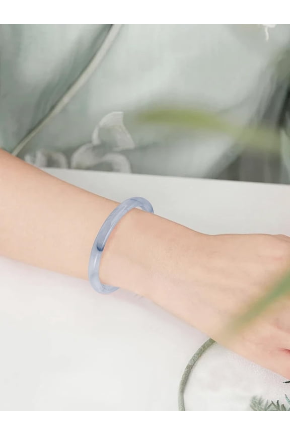 1Pc Jade Bangle Bracelet Stackable Glass Bangles for Women Birthday Festival Elegant Gifts 1/4 inch(0.8cm) Grey DIY