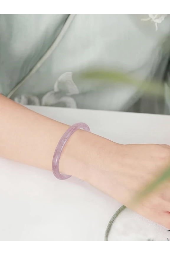 1Pc Jade Bangle Bracelet Stackable Glass Bangles for Women Birthday Festival Elegant Gifts 1/4 inch(0.8cm) Rosy Brown