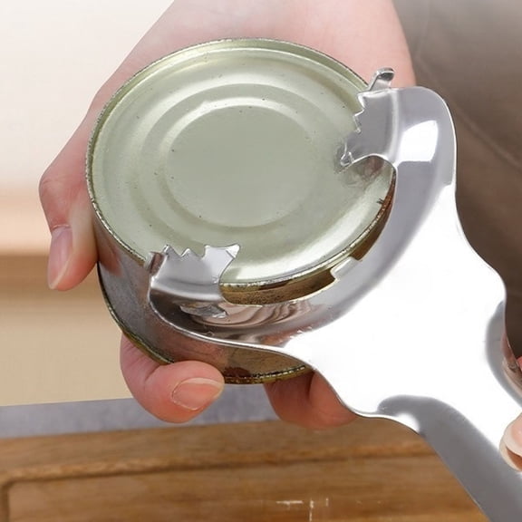 1Pc Jar Opener for Sealed Canning Lids,Easy Twist Manual Handheld Top Remover Utensil with No Lid Dents or Damage,Multi-Purpose for Bottle Opener and Various Lids Canning Jar Opener,Silver,5.6x3.5"