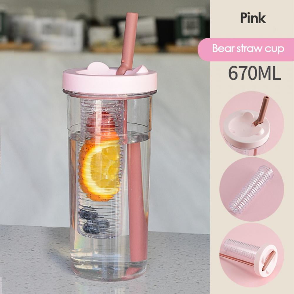 1PC Simple Wheat Straw Cup with Lid Cup Student Portable Tote