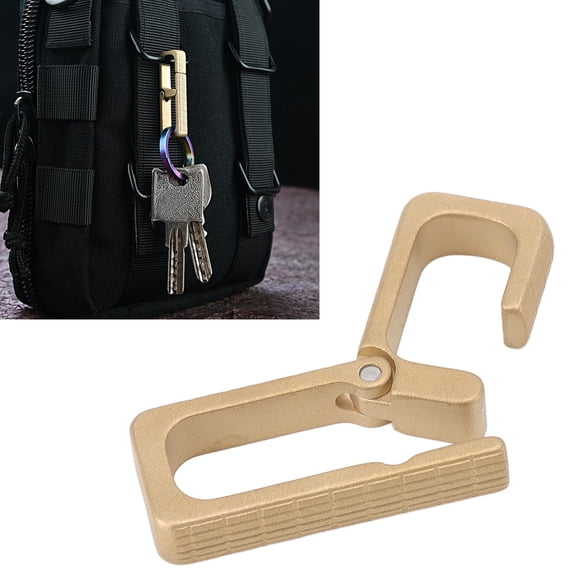 1Pc Keychain Clip, Key Chain Hooks, Brass Portable Rectangle Carabiner Clip for Handbag or Belt with Most Handbag Backpack Key Rings, Gold