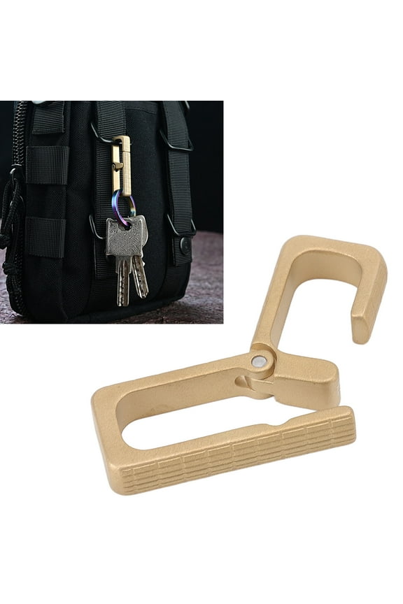 1Pc Keychain Clip, Key Chain Hooks, Brass Portable Rectangle Carabiner Clip for Handbag or Belt with Most Handbag Backpack Key Rings, Gold