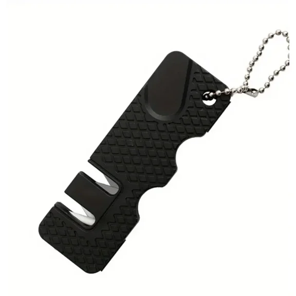1Pc Keychain Knife Sharpener Ceramic And Carbon Steel Blades Camping Hunting