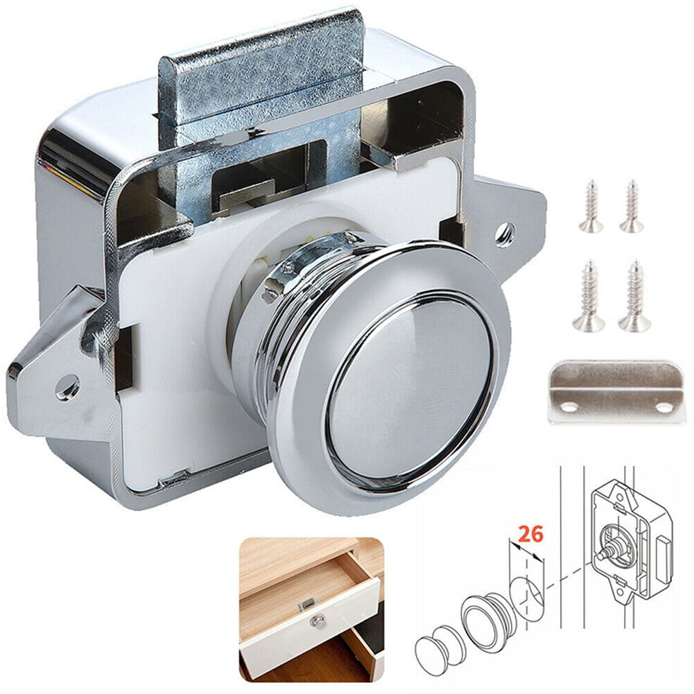 1Pc Keyless RV Push Cabinet Locks, Metal Push Button, Camper Cupboard ...