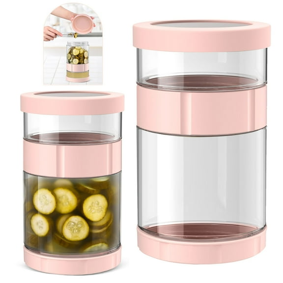 1Pc Kimchi Jar,Glass Pickle Jar Pink B,Glass Jar 1 Gallon Fermenting Crock with Airlock Lid Wide Mouth Kimchi/Sauerkraut Storage Container