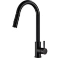 thumbnail image 1 of 1Pc Kitchen Faucet with Pull Down Sprayer, Single Handle High Arc, 360° Swivel Retractable Nozzle, Stainless Steel Ceramic Valve, Matte Black & Brushed Gold, 1 of 10