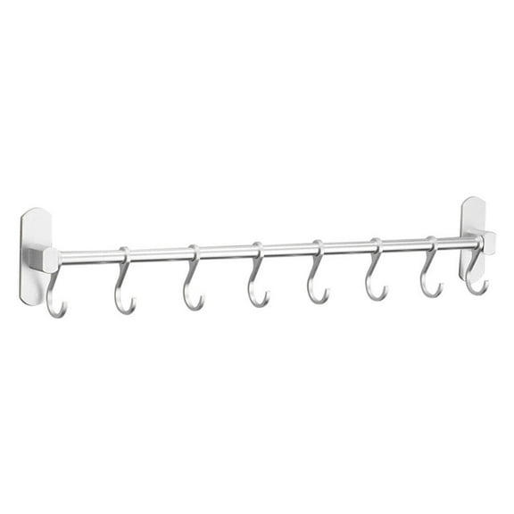BESTYASH Silver Space Aluminum Kitchen Hanging Rod Movable Hooks for Storage