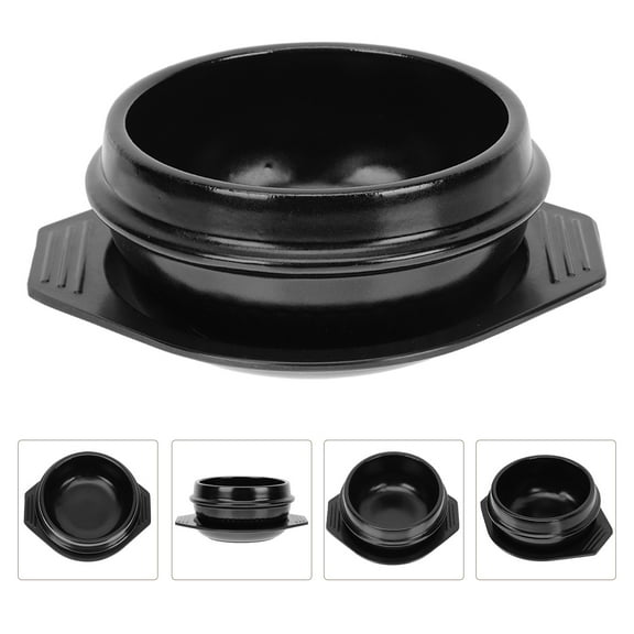 SEWCHICS Korean Ceramic Casserole Black Heat-Resistant Non-Stick Pot