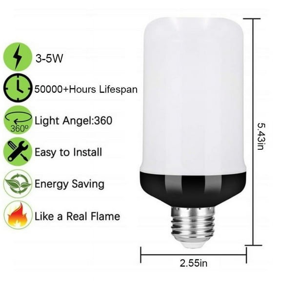 1Pc LED Flame Effect Fire Light Bulb E27 Simulated Nature Flicker Lamp Decor