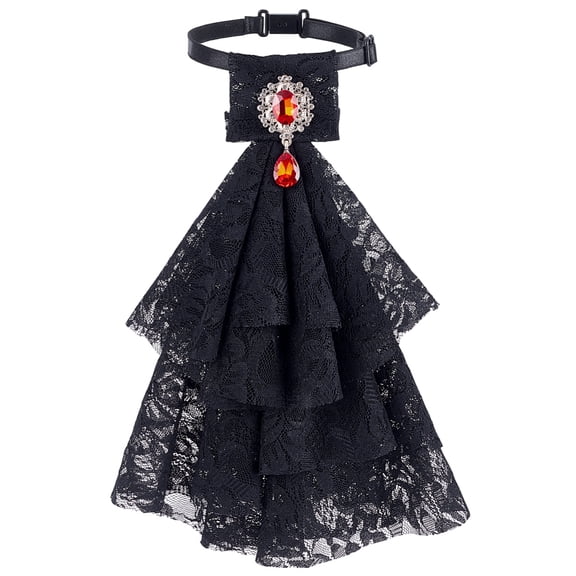1Pc Lace Jabot Neck Ruff Collar Victorian Lace Collar Detachable Collar with Rhinestone Renaissance Costume False Collars