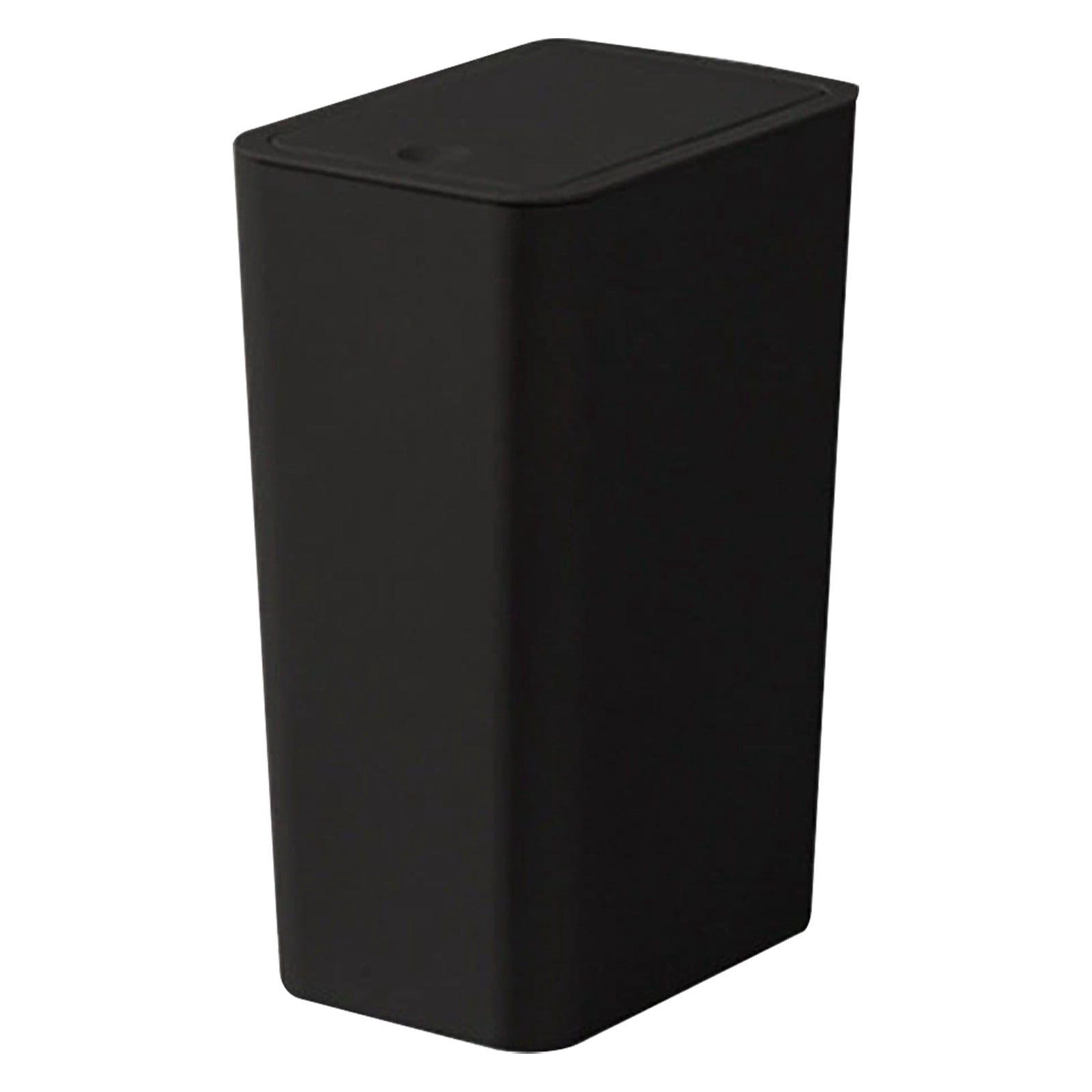 1Pc Large Black Bathroom Trash Can With Hinged Lid & Up Cover Premium Durable Plastic For Home Toilets Bedrooms Bathroom Living Room Garbage Can Trash Bins Home Office Use(Black,10x6.9x13.4")