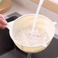 thumbnail image 1 of 1Pc Large Fine Mesh Strainer Basket for Kitchen,Cream White Plastic Vegetable And Rice Washing Drainer with Handle,Multifunctional Food Strainer for Household Cooking And Fruit 12.3"X2.95"X6.3", 1 of 6