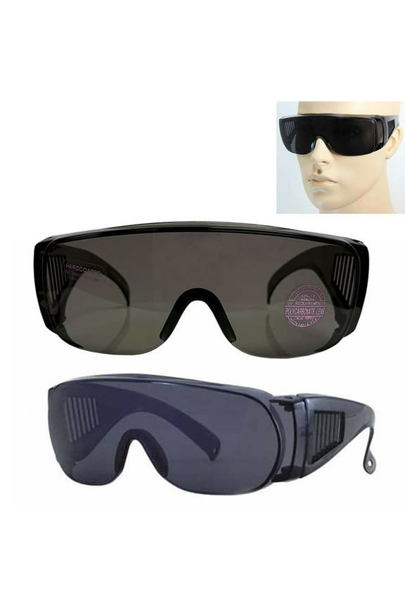Large Fit Over Sunglasses Safety Cover All Lens UV Protection Eye Wear Black NEW