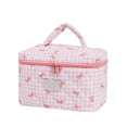 thumbnail image 1 of 1Pc Large Makeup Bag, Plaid Bow Aesthetic Toiletry Bag, Cute Cosmetic Bag for Women Girls, Travel Make Up Organizer Bag(Pink), 1 of 6