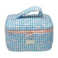thumbnail image 1 of 1Pc Large Makeup Bag, Plaid Bow Aesthetic Toiletry Bag, Cute Cosmetic Bag for Women Girls, Travel Make Up Organizer Bag(Sky Blue), 1 of 6