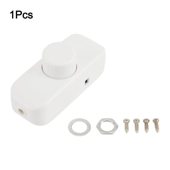 1Pc Led Dimmer Switch,220V-240V Push On/Off Rotary Dimming,Inline Dimmer Switch White